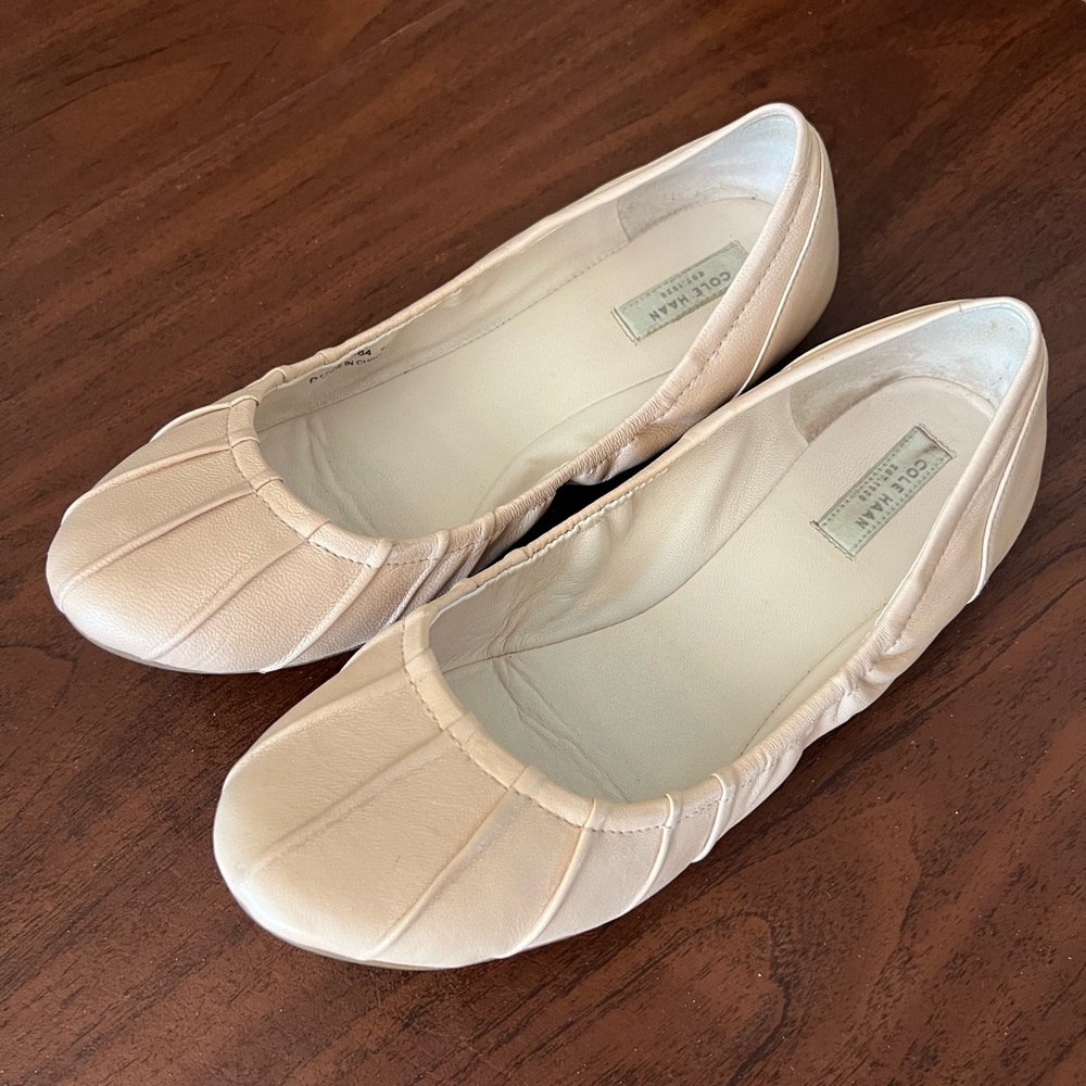 Cole Haan Women's Beige Pleated Flats